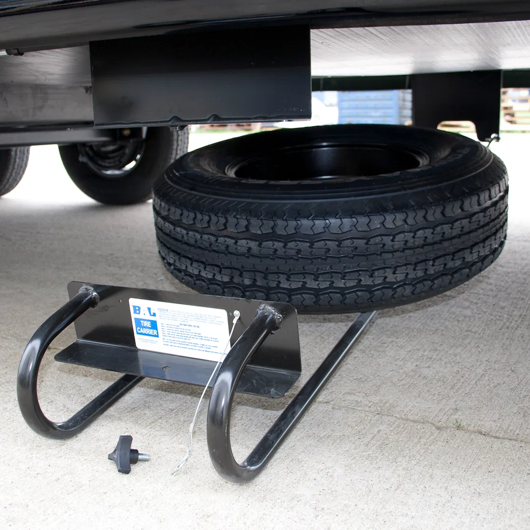28217B – BAL NORCO Spare Tire Carrier, I-Beam Recessed Mount Beneath The Trailer 70 To 75 Inch Frame Width Black Dire...